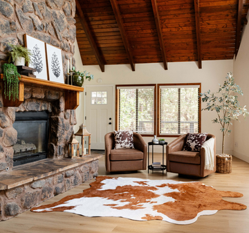 Chestnut Brown & White Faux Cowhide Rug