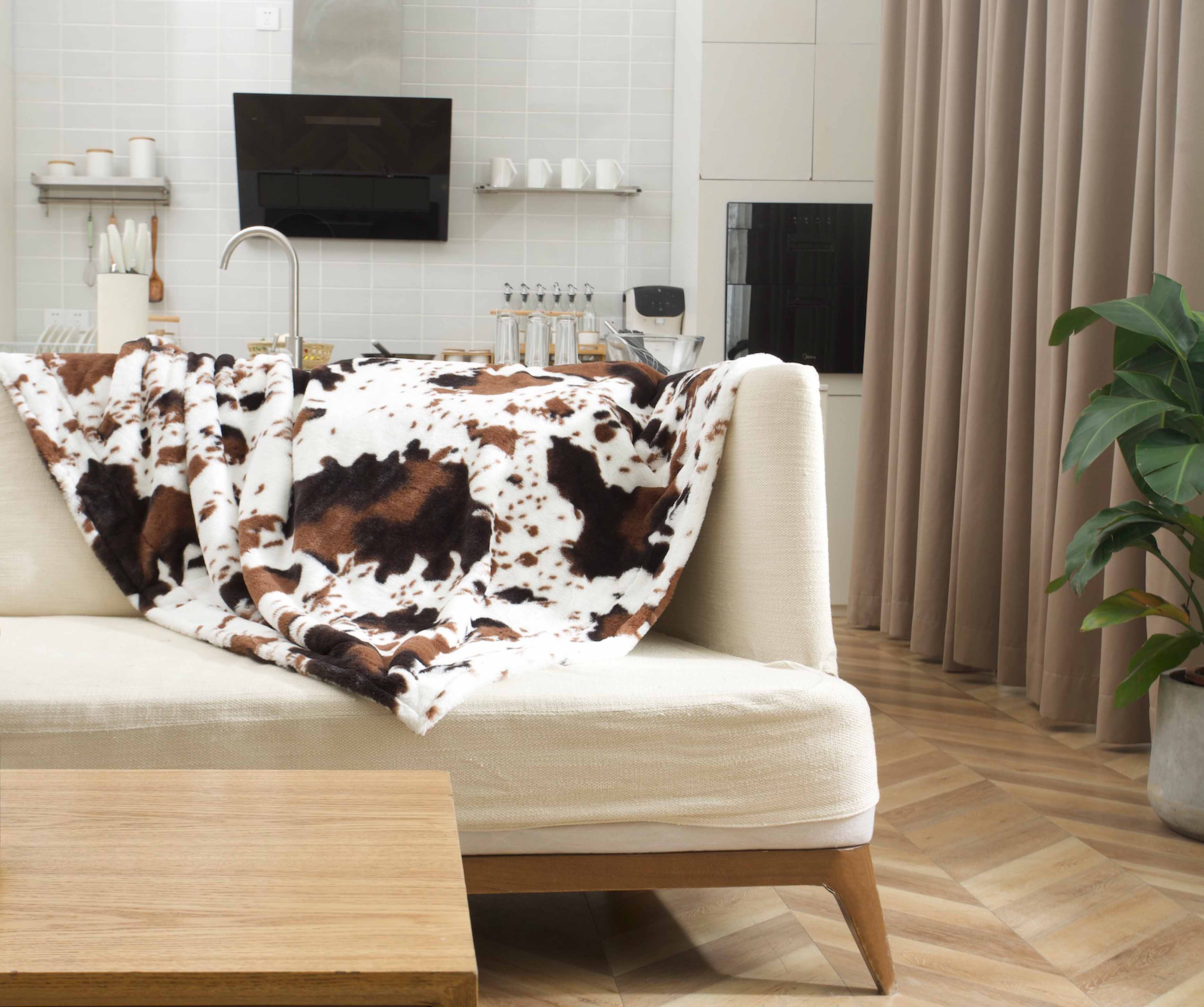 Faux cowhide online blanket