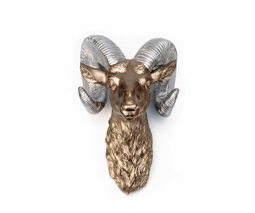 Faux Taxidermy Ram Head - Gold